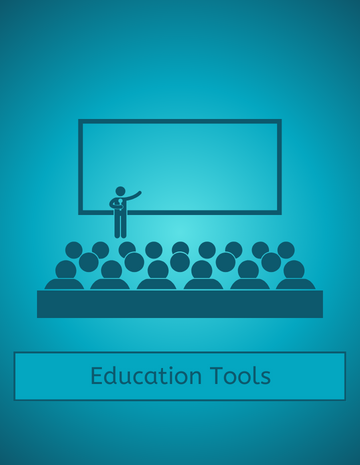 Presenter speaking to an audience using education tools